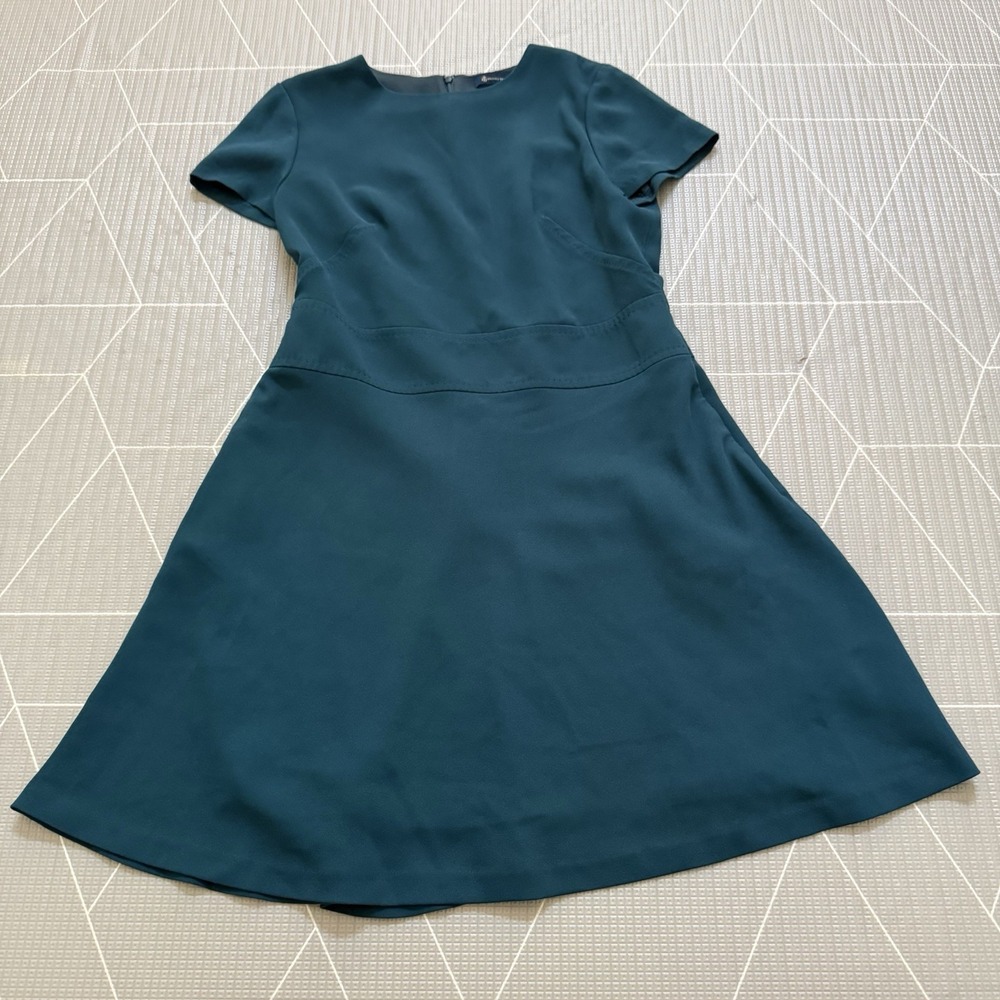 Brooks Brothers Teal Dress 12 Fit & Flare Short Sleeve Career‎ Cocktail